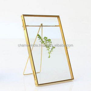 Antique Brass Glass Picture Photo Frame