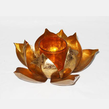 Resin Lotus Iron Flower Votive Candle Holder