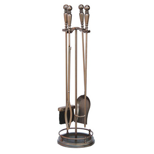 Bronze Finish Metal Fireplace Tool Set