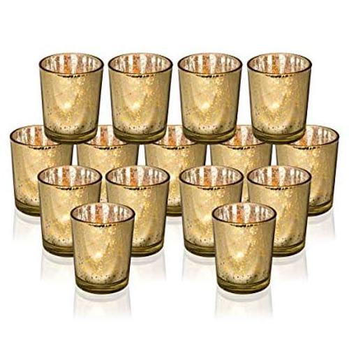 Gold Mercury Glass Votive Candle Holder