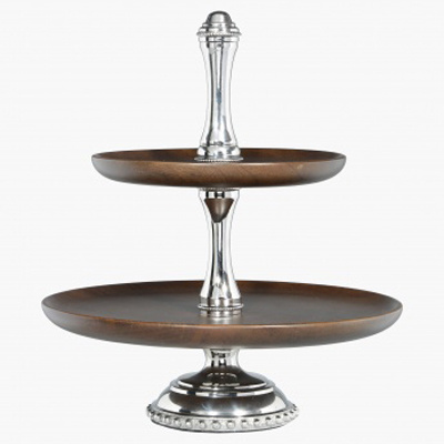 Metal Aluminium Antique Copper 2-Tier Cake Stand Home Wedding Decoration