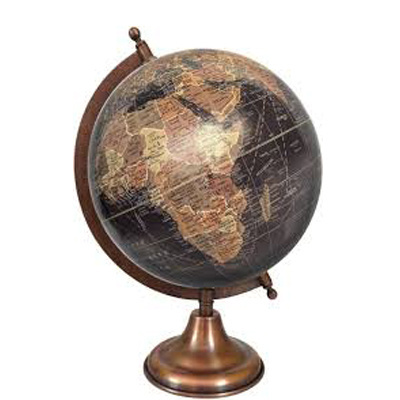 World Map Globe on Stand Black and Gold