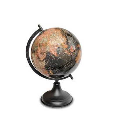 World Map Globe on Stand Black and Gold