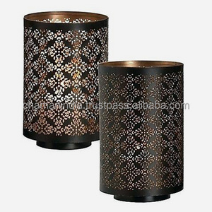 Metal Tin Hurricane Laser Cut Candle Holder