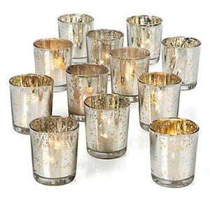 Silver Mercury Glass Tealight Candle Holders Votive Holder