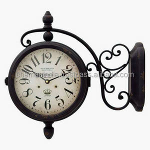 Vintage Decorative Double Sided Metal Wall Clock Antique Style