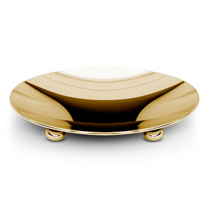 Shiny Polished Brass Round Soap Dish With Feets