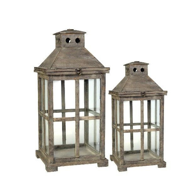 Antique Finish Wooden Candle Lantern