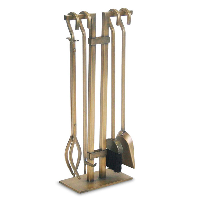 Bronze Finish Metal Fireplace Tool Set