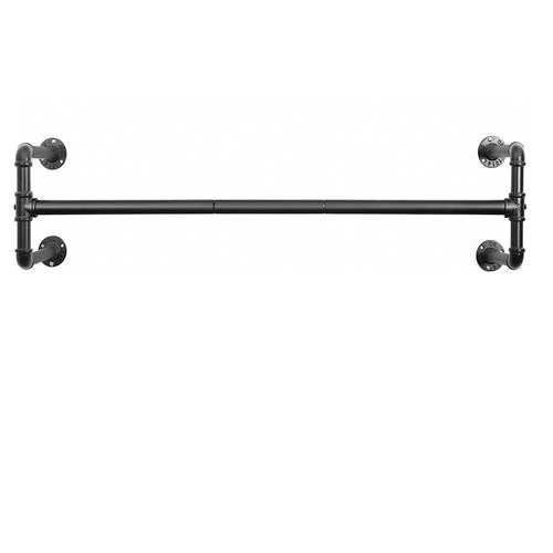 Industrial Black Pipe Wall Mounted Clothing Rack