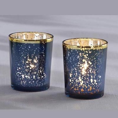 Blue Mercury Glass Votive Candle Holder