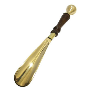 Brass Shoe Horn With Wooden Handle