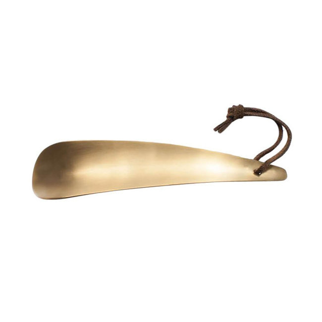 Metal Brass Shoe Horn with Leather Strap