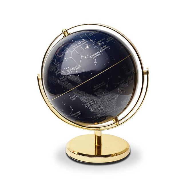 World Map Globe on Stand Black and Gold