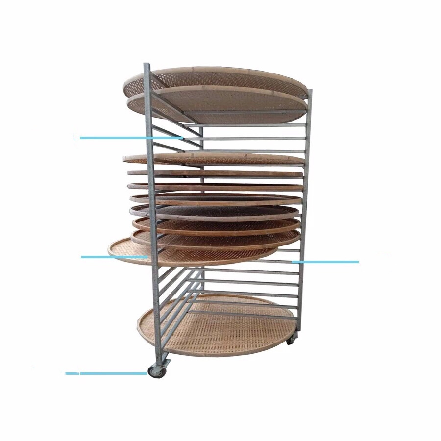 Large Capacity Food Flower Tea Leaf Natural Flat Round Bamboo Rattan Wicker Basket