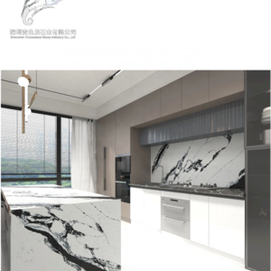 Factory price artificial granite quartz stone countertops table tops Kitchen island calacata white  customized one-stop solution