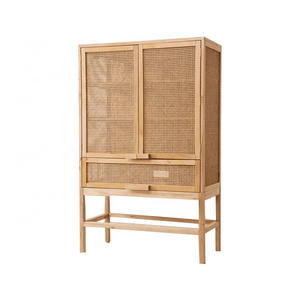 Nordic cane small clothes storage cabinet rattan wardrobe cabinet modern clothes cabinet for bedroom