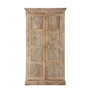 Traditional style carved door front retro French luxury bedroom furniture wardrobe closet wood antique clothes organizer