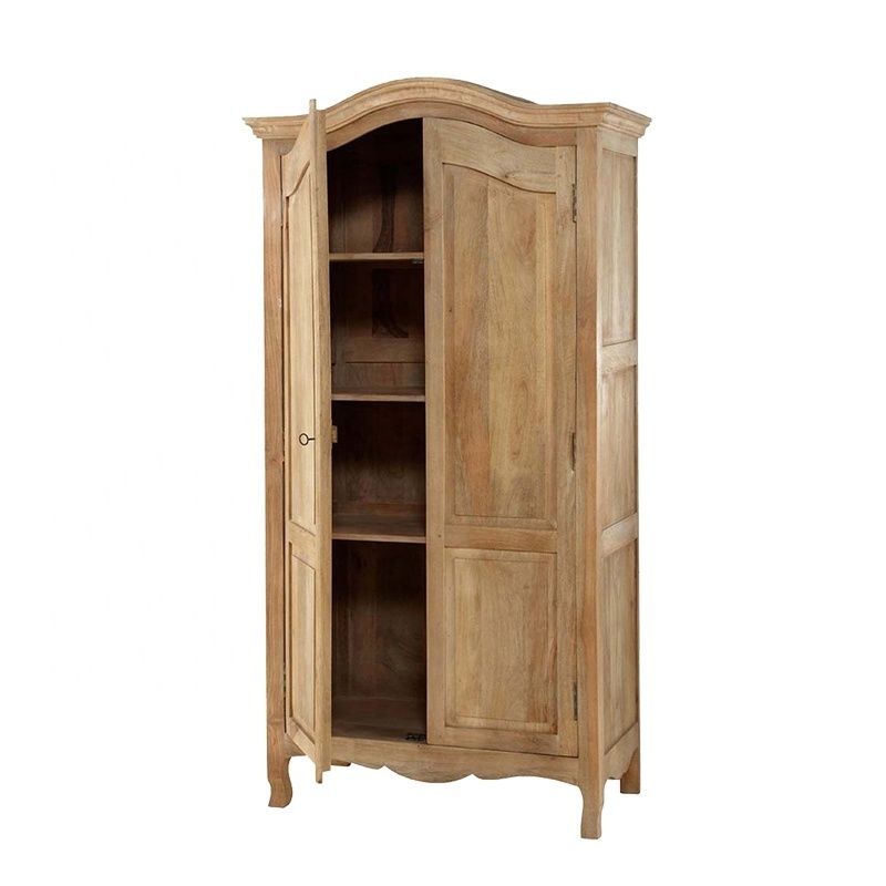 French style retro antique wardrobe cabinet wood clothes closet vintage bedroom furniture cabinet