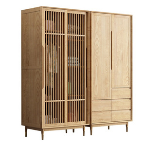 Large storage clothes organizer modern design 4 doors closet wooden wardrobe for bedroom