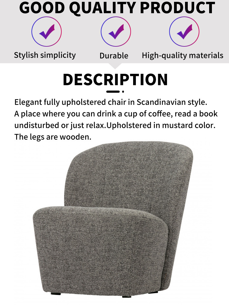 High back Living Room furniture Leisure Chair Modern Occasional Chairs Luxury Accent Chair Modern For Hotel Furniture