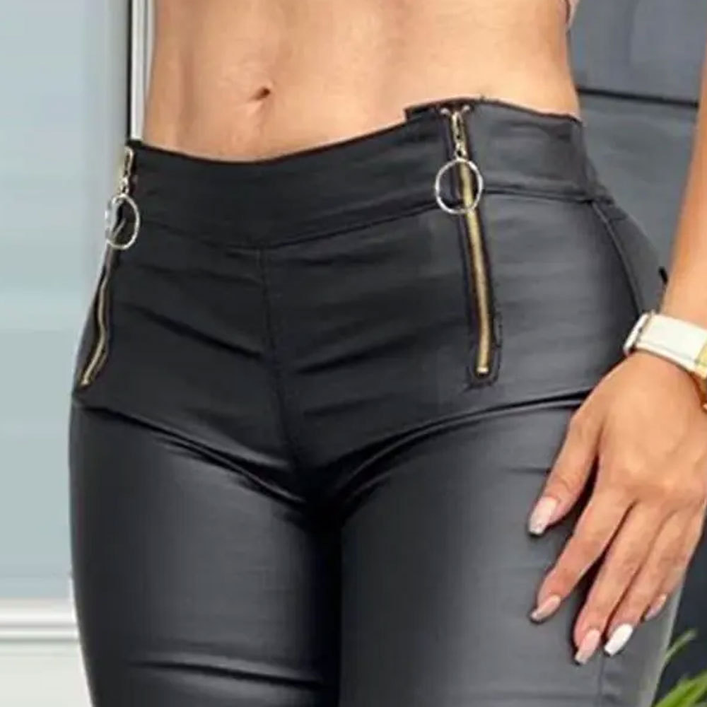 High-waisted leather leggings for women and hot black pu leather pants in the newest designs High-quality real leather women's p