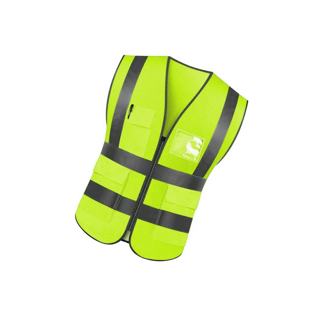 HI VIS Work Wear Reflective Vests Safety Vest Reflective High Visibility Black Safety Vest With Zipper Logo Customized Work Wear