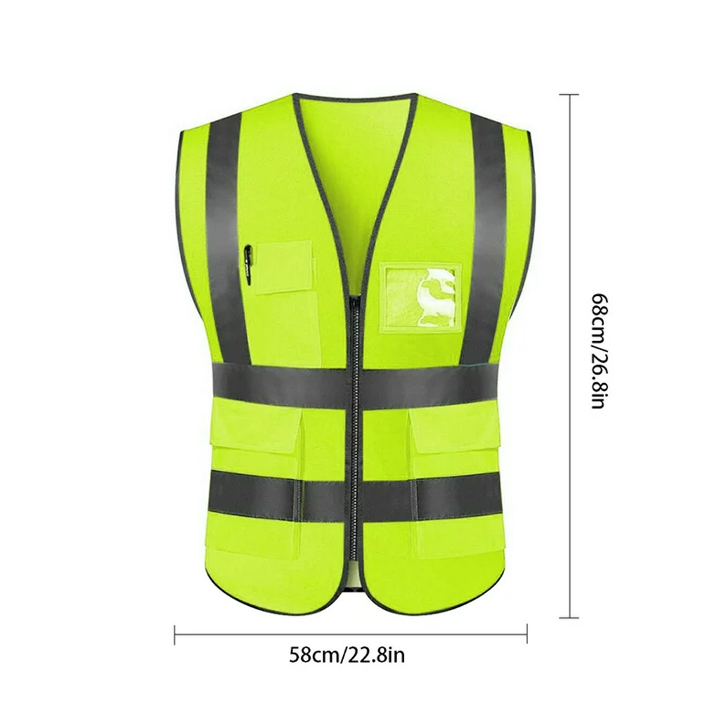 HI VIS Work Wear Reflective Vests Safety Vest Reflective High Visibility Black Safety Vest With Zipper Logo Customized Work Wear