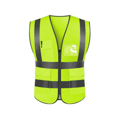 HI VIS Work Wear Reflective Vests Safety Vest Reflective High Visibility Black Safety Vest With Zipper Logo Customized Work Wear