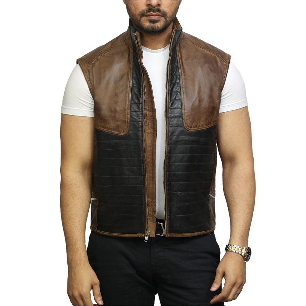 Breathable Customized Good Quality Top Design Leather Vest 2023 Customized Top Design Leather Men Clothing Vest