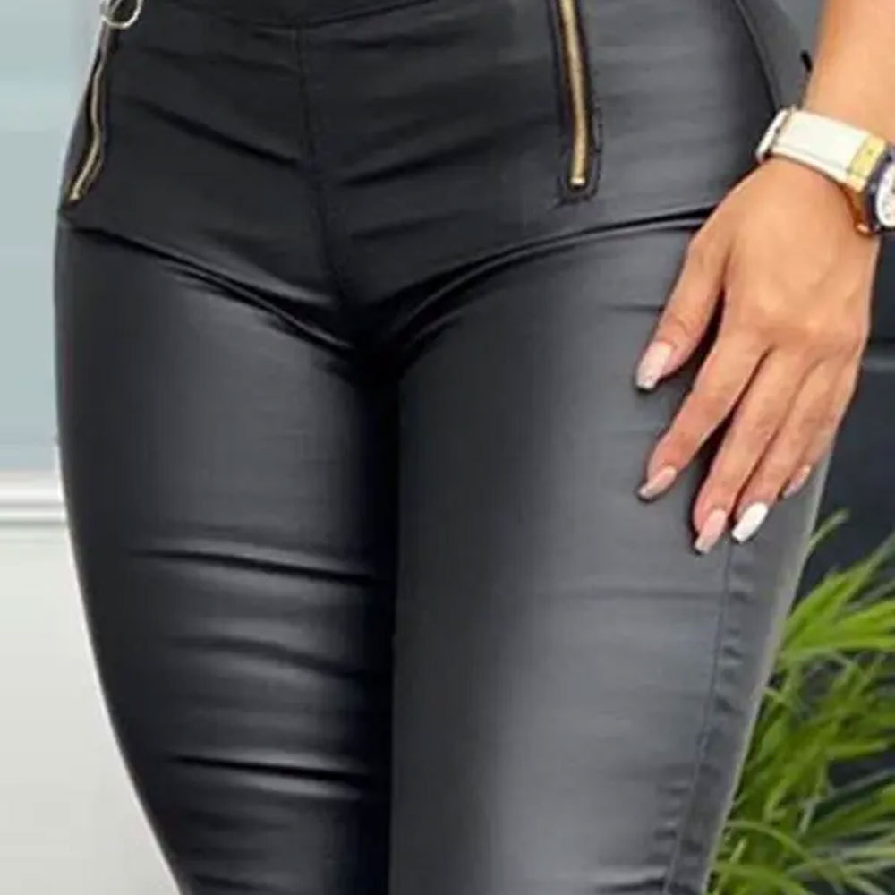 High-waisted leather leggings for women and hot black pu leather pants in the newest designs High-quality real leather women's p