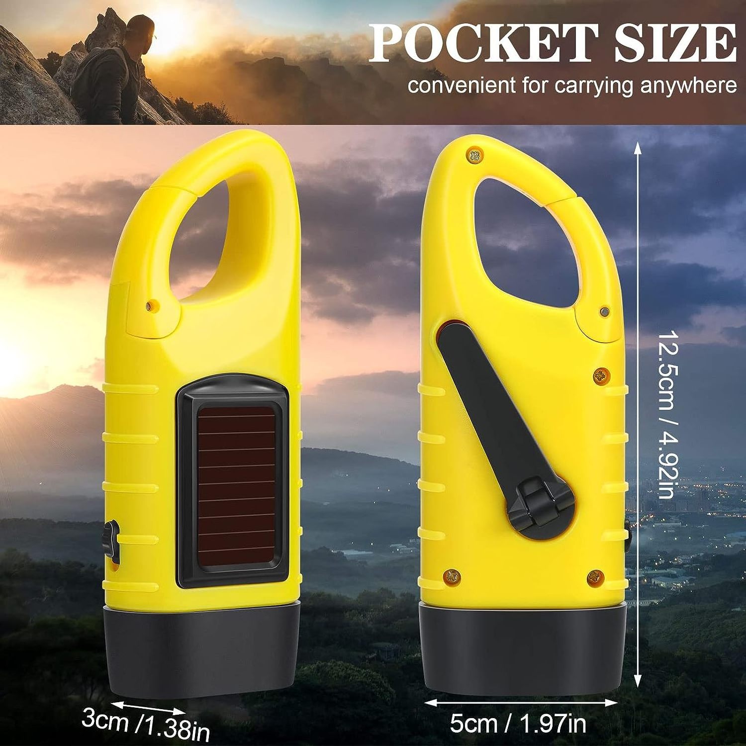 Hand solar flashlight Emergency charging Handheld Flashlight suitable for emergency survival equipment