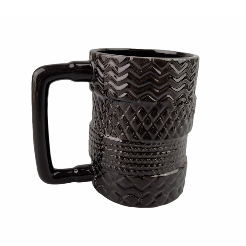 Nordic Household Breakfast Milk Mug Cup Creative Irregular Shape Coffee Cup Black Ceramic Tire Mug