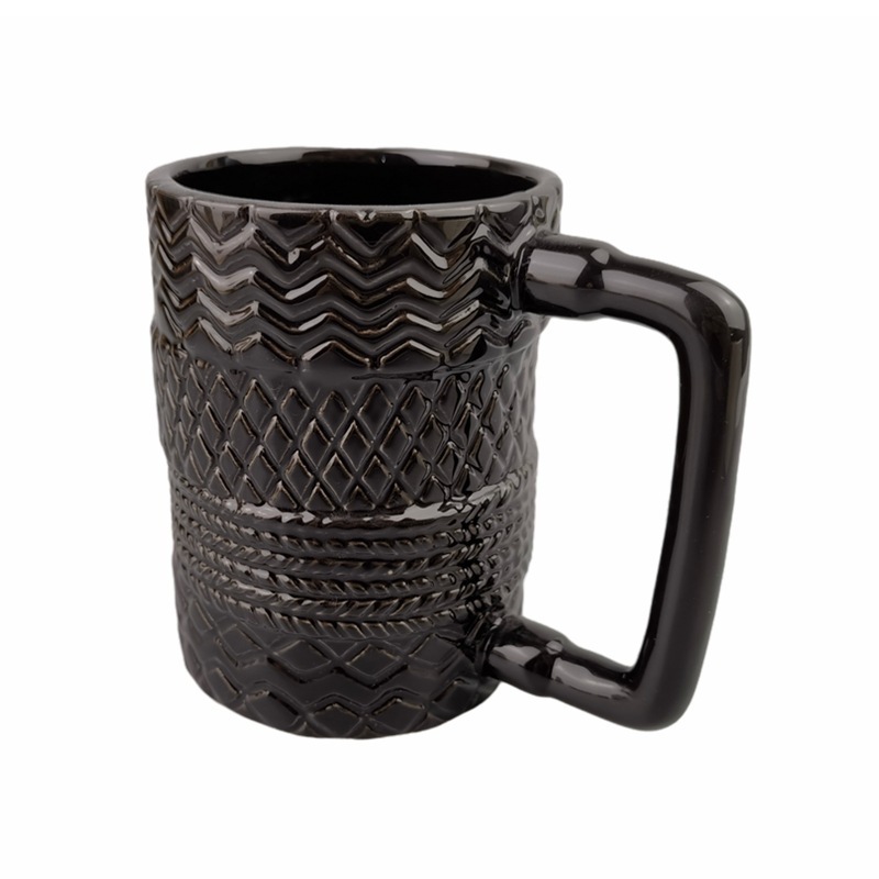 Nordic Household Breakfast Milk Mug Cup Creative Irregular Shape Coffee Cup Black Ceramic Tire Mug