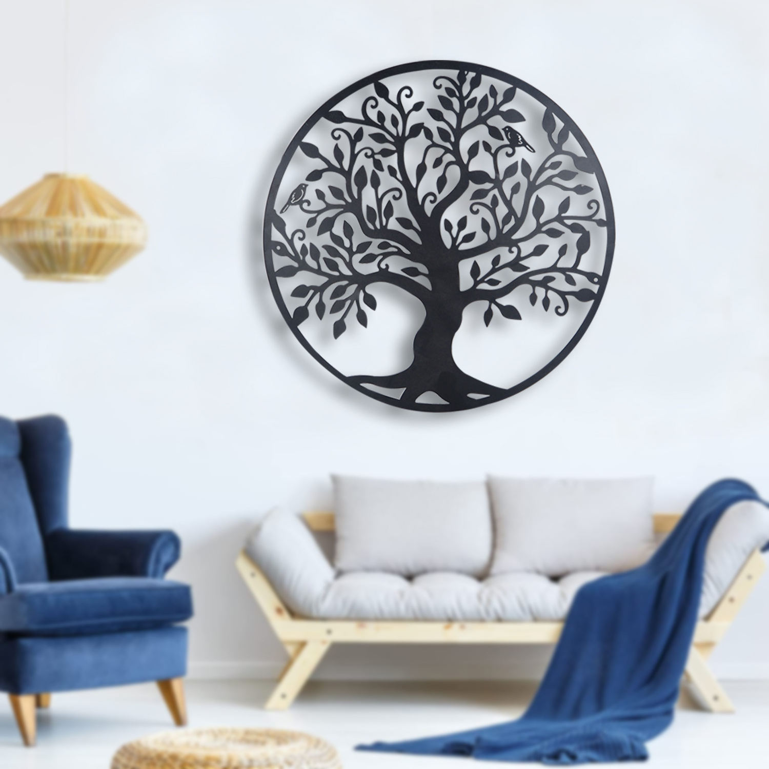 Nordic Fashion Abstract Indoor Decoration Living Room Wall Hanging 3D Tree Metal Wall Art Home Decor