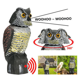 Garden Statues Outdoor Decorations Owl Animal Figurine Resin Owl Hunting Decoy for Owl Decoy to Scare Birds Away Deterrent