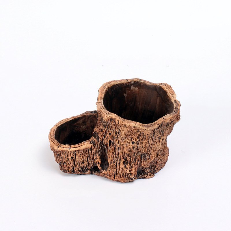 Custom Artificial Stump Succulent Flower Pot Multilayer Driftwood Resin Flower Pots Planters for Indoor Pastoral Flowerpot