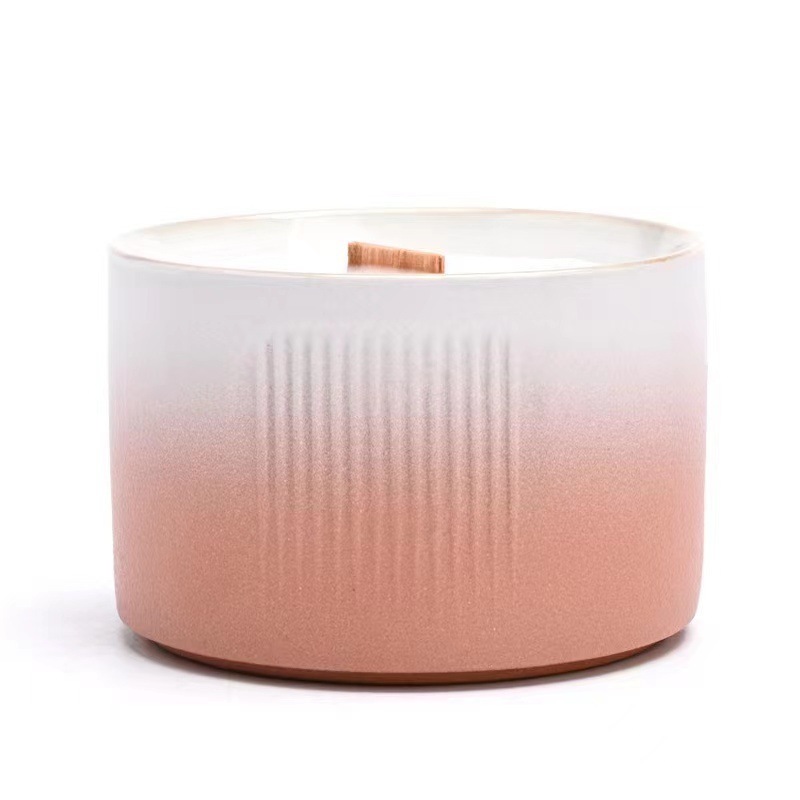 Creative Small Cylinder Ombre Candle Jar Ceramic Scented Candle Cup Soy Wax Candle Container for Home Indoor Decorative Ornament