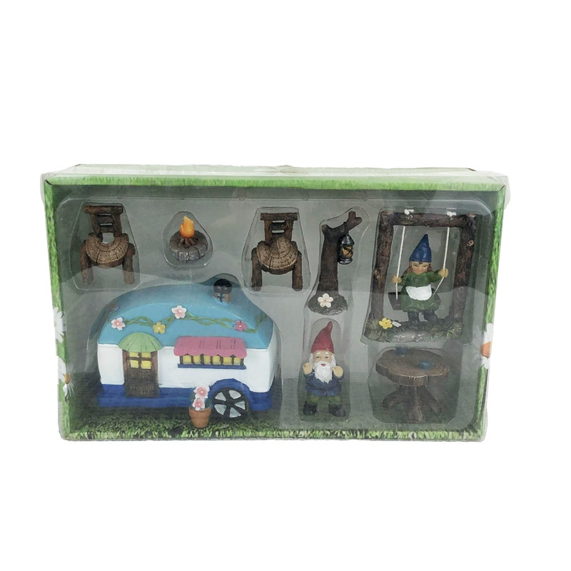 Custom Gnome Garden Decor Figurines Resin DIY Fairy Miniature Fairy Garden Ornaments Set of 7 pcs