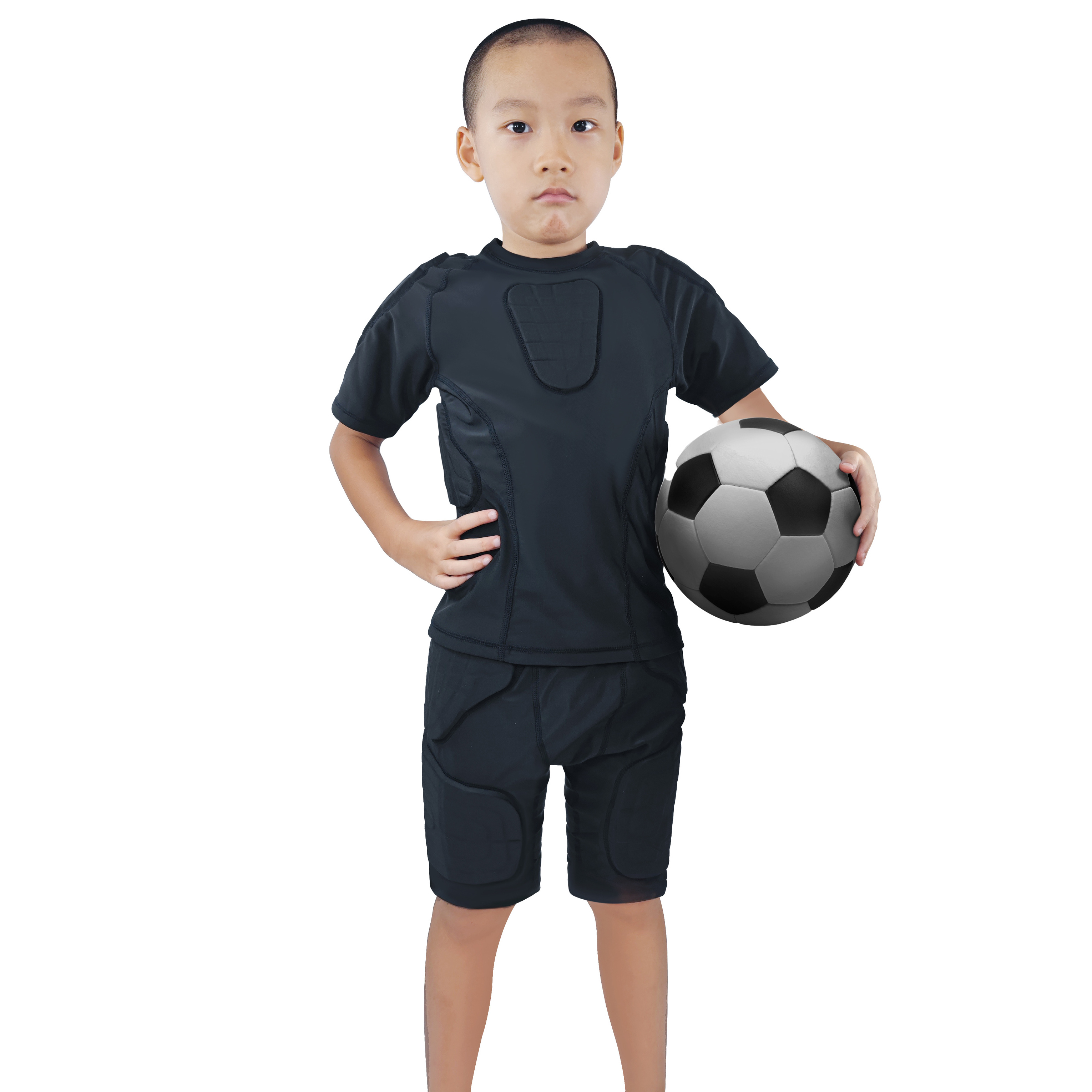 Youth Boys EVA Foam Padded Protective Shirts Shorts Rib Chest Shoulder Protector for Football Paintball Baseball Hockey