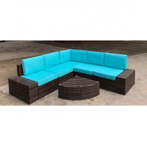 Hot Sale All Weather Rattan Sectional L Shape Soft Sofa Set Outdoor Garden Furniture