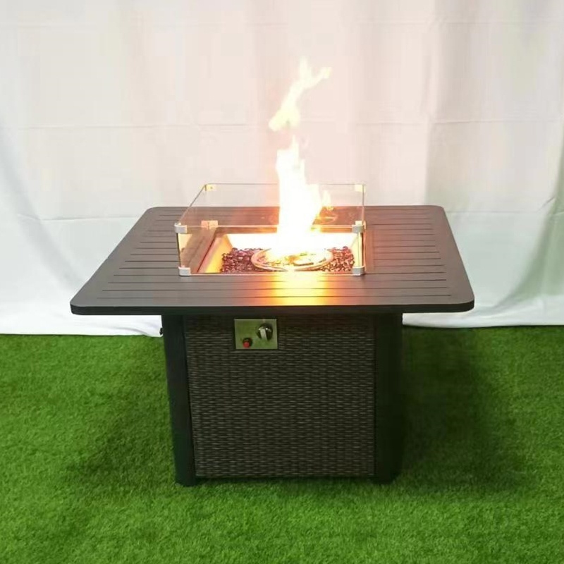 Outdoor Heater Fireplace Patio Furniture Fire Pit Table With Rocks Garden Gas Fire Pit