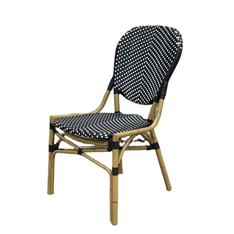 Outdoor Furniture Patio Stacked French Wicker Rattan Chairs Paris Bamboo Garden Bistro Chair