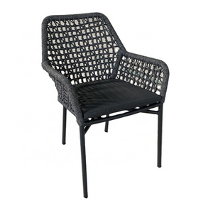 Outdoor Patio Rope Furniture Webbing Chair Backyard Terrace Hotel Aluminum Frame Rope Woven Dining Chair Garden Chairs