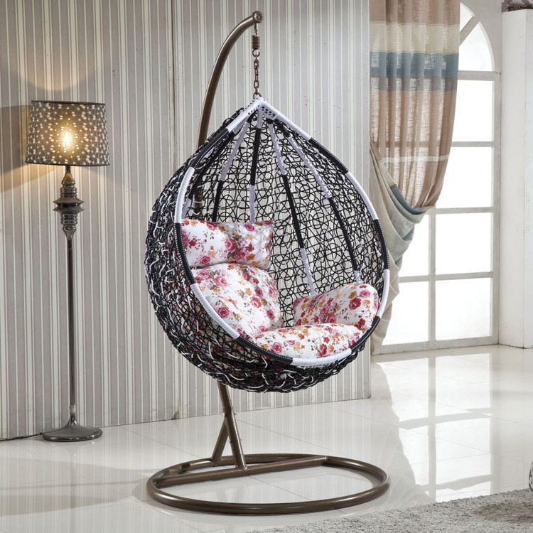 reclining outdoor balcony aluminum rattan hanging swing egg chair