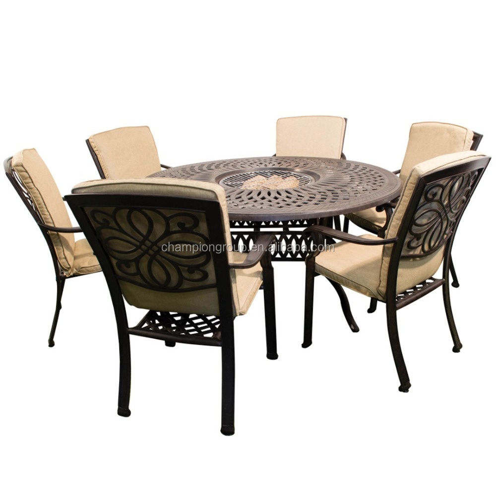 Elegant Style Durable Dark Gold Cast Aluminum Garden Dining Set