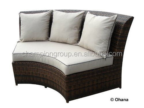 Outdoor Patio Wicker Furniture 7pcs All Weather Round Couch Set with Free Patio Cover