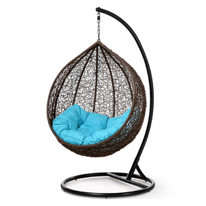 reclining outdoor balcony aluminum rattan hanging swing egg chair