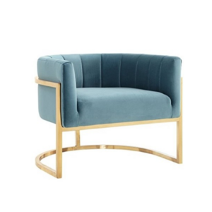 Gold plating sky blue Velvet dining chair