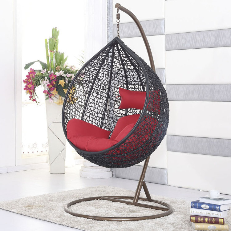 reclining outdoor balcony aluminum rattan hanging swing egg chair